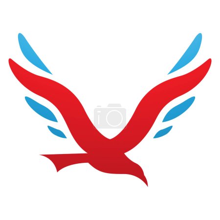 Photo for Red and Blue Bird Shaped Letter V Icon on a White Background - Royalty Free Image