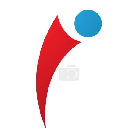 Téléchargez les photos : Arc rouge et bleu en forme de personne Lettre I Icône sur un fond blanc - en image libre de droit