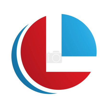 Foto de Círculo rojo y azul en forma de letra L icono sobre un fondo blanco - Imagen libre de derechos
