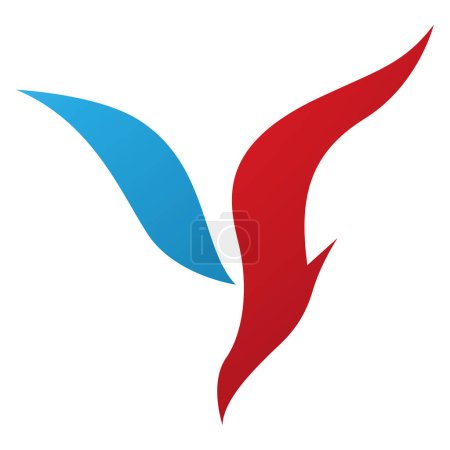 Foto de Pájaro de buceo rojo y azul en forma de letra Y icono sobre un fondo blanco - Imagen libre de derechos