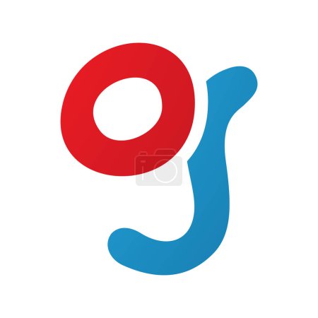 Foto de Icono de la letra G roja y azul con líneas redondas suaves sobre un fondo blanco - Imagen libre de derechos