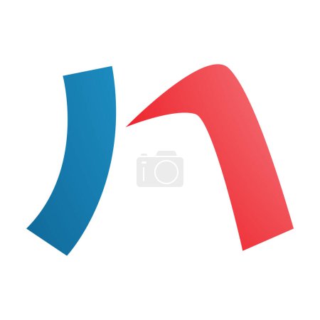 Téléchargez les photos : Icône de lettre N rouge et bleue avec un rectangle incurvé sur fond blanc - en image libre de droit