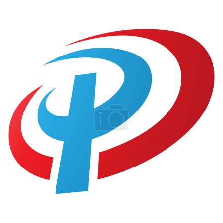 Photo for Red and Blue Oval Shaped Letter P Icon on a White Background - Royalty Free Image