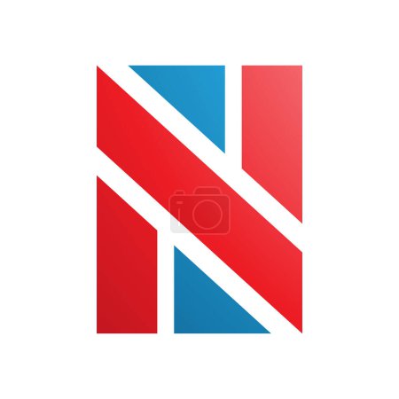 Photo for Red and Blue Rectangle Shaped Letter N Icon on a White Background - Royalty Free Image