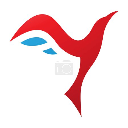 Téléchargez les photos : Icône Y en forme d'oiseau montant rouge et bleu sur fond blanc - en image libre de droit