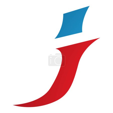 Photo for Red and Blue Spiky Italic Letter J Icon on a White Background - Royalty Free Image