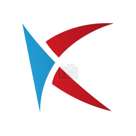 Foto de Icono de la letra K de punto rojo y azul sobre un fondo blanco - Imagen libre de derechos