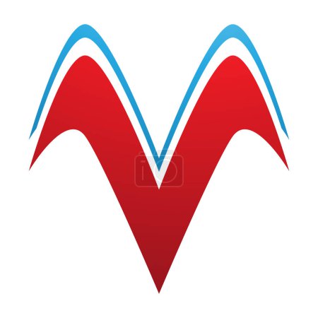 Téléchargez les photos : Aile rouge et bleue en forme de lettre V Icône sur fond blanc - en image libre de droit
