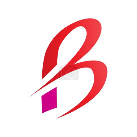 Photo for Red and Magenta Slim Letter B Icon with Pointed Tips on a White Background - Royalty Free Image
