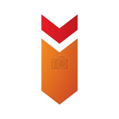 Téléchargez les photos : Flèche vers le bas rouge et orange en forme de lettre I Icône sur fond blanc - en image libre de droit
