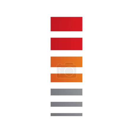 Foto de Icono rojo y naranja con franjas horizontales sobre fondo blanco - Imagen libre de derechos