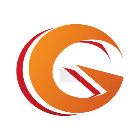 Téléchargez les photos : Icône G en couches rondes rouges et orange sur fond blanc - en image libre de droit