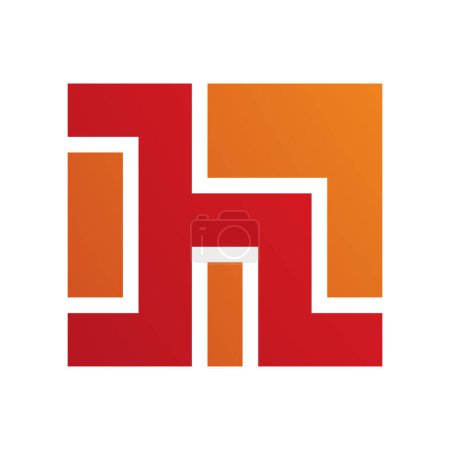 Foto de Icono H en forma de letra cuadrada roja y naranja sobre un fondo blanco - Imagen libre de derechos