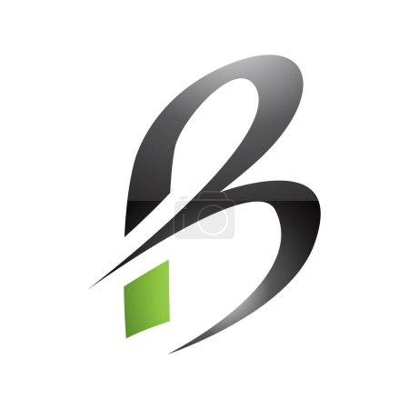Foto de Negro y verde Slim brillante letra B icono con puntas en un fondo blanco - Imagen libre de derechos