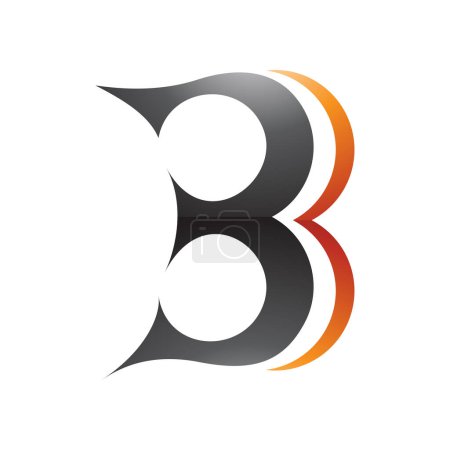Photo for Black and Orange Curvy Glossy Letter B Icon Resembling Number 3 on a White Background - Royalty Free Image