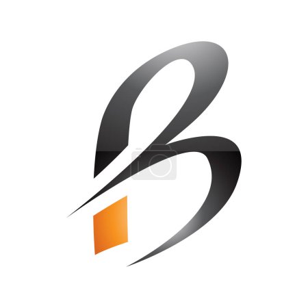 Photo for Black and Orange Slim Glossy Letter B Icon with Pointed Tips on a White Background - Royalty Free Image