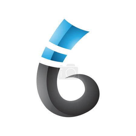 Foto de Azul y Negro rizado brillante Spike forma letra B icono sobre un fondo blanco - Imagen libre de derechos