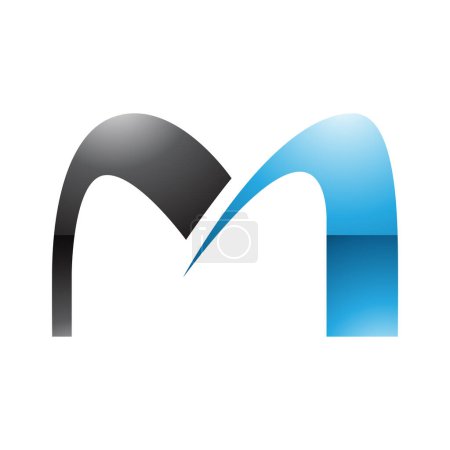 Foto de Azul y Negro brillante arco en forma de letra M icono sobre un fondo blanco - Imagen libre de derechos