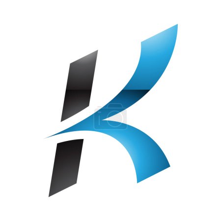Foto de Azul y Negro brillante flecha itálica en forma de letra K icono sobre un fondo blanco - Imagen libre de derechos