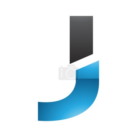 Foto de Azul y Negro brillante letra dividida J icono en un fondo blanco - Imagen libre de derechos
