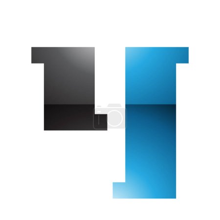 Foto de Azul y Negro brillante sello en forma de letra Y icono sobre un fondo blanco - Imagen libre de derechos