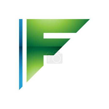 Foto de Azul y verde brillante triangular letra F icono sobre un fondo blanco - Imagen libre de derechos