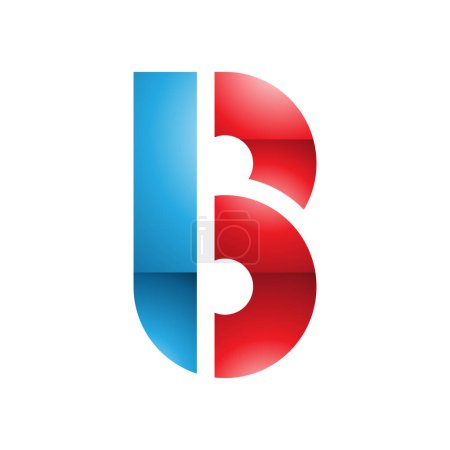 Foto de Azul y rojo redondo brillante en forma de disco letra B icono sobre un fondo blanco - Imagen libre de derechos
