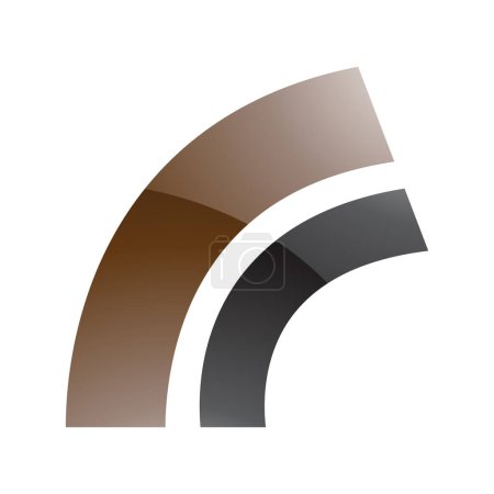 Foto de Brown y Negro brillante arco en forma de letra R icono sobre un fondo blanco - Imagen libre de derechos