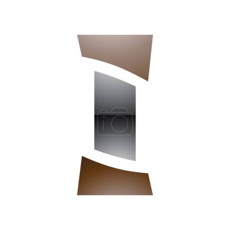 Foto de Color marrón y negro brillante antiguo pilar en forma de letra I icono sobre un fondo blanco - Imagen libre de derechos