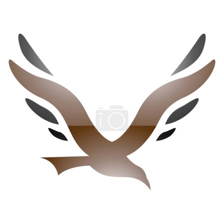 Téléchargez les photos : Icône en forme d'oiseau brillant brun et noir sur fond blanc - en image libre de droit