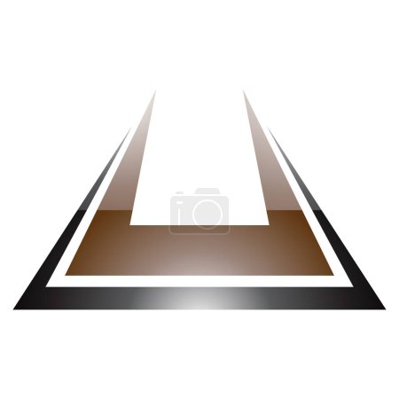 Foto de Brillante negrita marrón y negro con pinchos en forma de letra U icono sobre un fondo blanco - Imagen libre de derechos