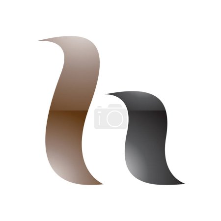 Photo for Brown and Black Glossy Calligraphic Letter H Icon on a White Background - Royalty Free Image