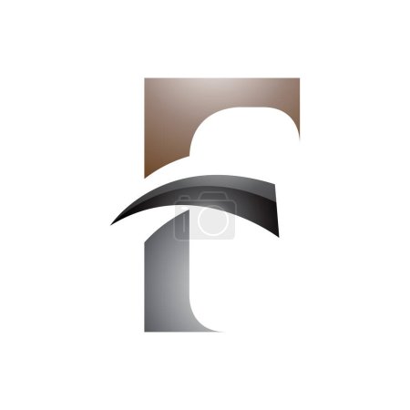 Foto de Icono de letra F brillante marrón y negro con puntas puntiagudas sobre un fondo blanco - Imagen libre de derechos