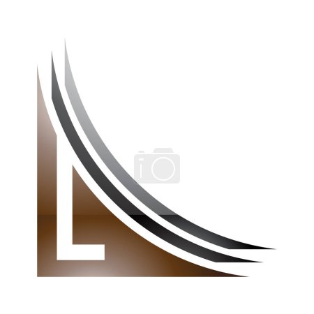 Photo for Brown and Black Glossy Letter L Icon with Layers on a White Background - Royalty Free Image