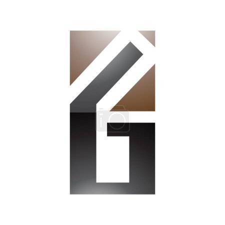 Foto de Letra rectangular brillante marrón y negra G o icono número 6 sobre fondo blanco - Imagen libre de derechos