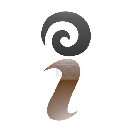 Photo for Brown and Black Glossy Swirly Letter I Icon on a White Background - Royalty Free Image