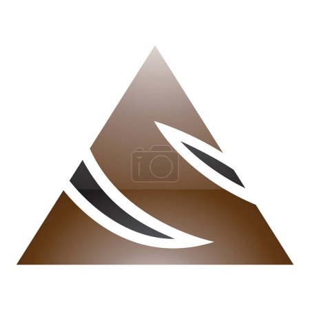 Foto de Brown y Negro brillante triángulo en forma de letra S icono sobre un fondo blanco - Imagen libre de derechos