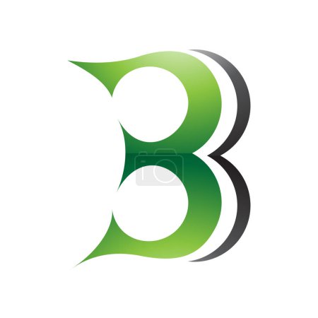 Foto de Verde y Negro Curvy brillante letra B icono que se asemeja al número 3 sobre un fondo blanco - Imagen libre de derechos