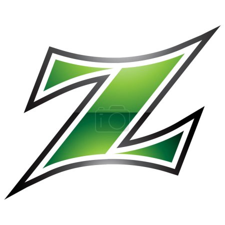 Téléchargez les photos : Arc brillant vert et noir en forme de lettre Z Icône sur fond blanc - en image libre de droit