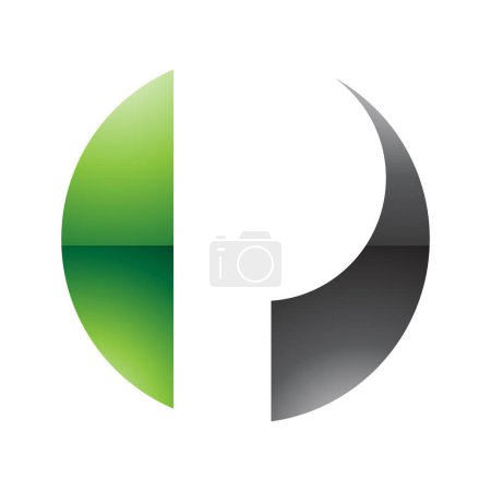 Photo for Green and Black Glossy Circle Shaped Letter P Icon on a White Background - Royalty Free Image