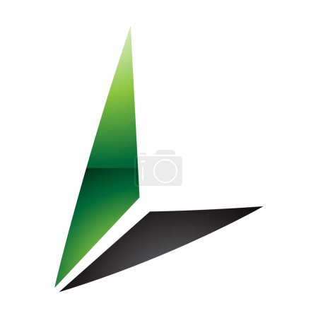 Téléchargez les photos : Vert et noir brillant Lettre L Icône avec des triangles sur un fond blanc - en image libre de droit