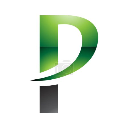 Foto de Verde y Negro brillante letra P icono con una punta puntiaguda sobre un fondo blanco - Imagen libre de derechos