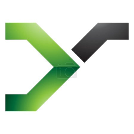 Foto de Interruptor de carril brillante verde y negro en forma de letra Y icono sobre un fondo blanco - Imagen libre de derechos