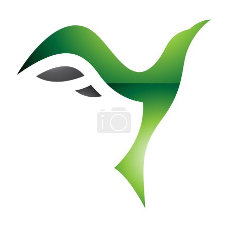Foto de Verde y Negro brillante creciente pájaro en forma de letra Y icono sobre un fondo blanco - Imagen libre de derechos