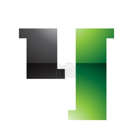 Foto de Verde y Negro brillante sello en forma de letra Y icono sobre un fondo blanco - Imagen libre de derechos