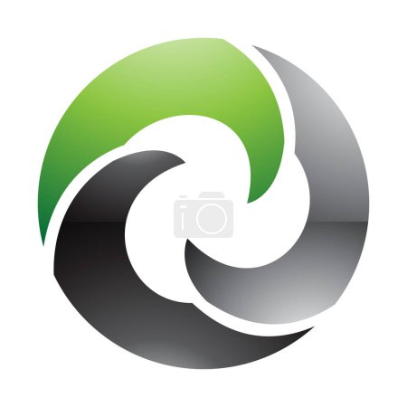 Foto de Verde y Negro brillante ola en forma de letra O icono sobre un fondo blanco - Imagen libre de derechos