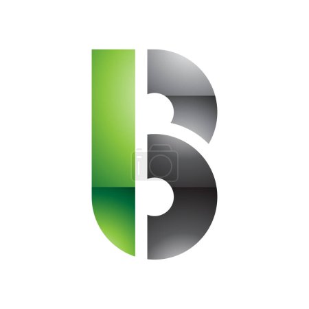 Foto de Verde y Negro redondo brillante en forma de disco letra B icono sobre un fondo blanco - Imagen libre de derechos