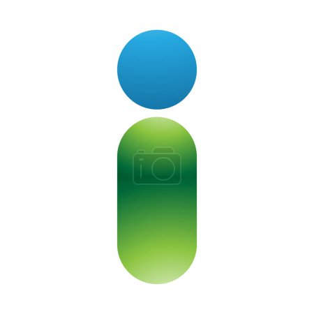 Foto de Verde y azul brillante abstracto redondo persona en forma de letra I icono sobre un fondo blanco - Imagen libre de derechos