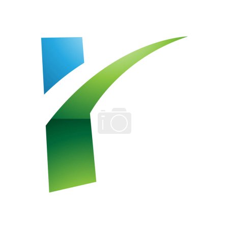 Photo for Green and Blue Glossy Spiky Shaped Letter R Icon on a White Background - Royalty Free Image