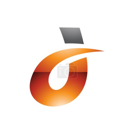 Foto de Gris y naranja curvado brillante letra D icono en un fondo blanco - Imagen libre de derechos